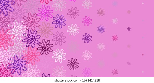Light Purple, Pink vector natural backdrop with flowers. Modern design with gradient Flowers on abstract background. Brand new business design.