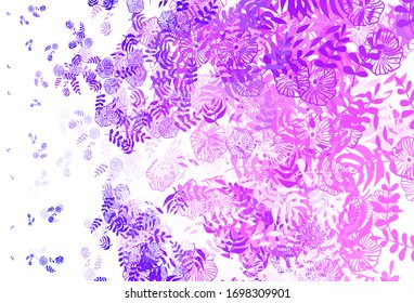 Light Purple, Pink vector natural background with leaves. Doodle illustration of leaves in Origami style with gradient. The best design for your business.
