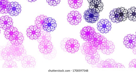 Hellviolett, rosafarbene Vektorgrafik, Naturhintergrund mit Blumen. Farbige Blumen im natürlichen Stil auf einfachem Hintergrund. Kluges Design für Broschüren, Bücher.