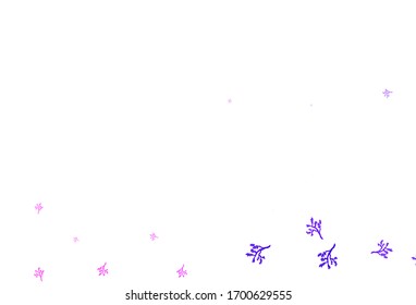 Light Purple, Pink vector natural background with branches. Colorful illustration in doodle style with leaves, branches. Pattern for heads of websites, designs.