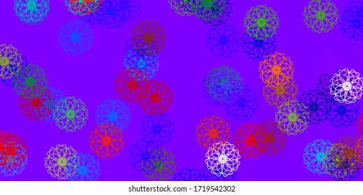 Hellviolett, rosafarbene Vektorgrafik, Naturhintergrund mit Blumen. Illustration mit abstrakten bunten Blumen mit Farbverlauf. Neues Business-Design.