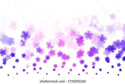 Light Purple, Pink vector natural background with flowers. Flowers in natural style on white background. Brand new design for your business.