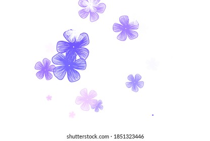 Púrpura claro, vector rosa de arte natural con flores. Ilustración con coloridas flores abstractas de doodle. Patrón colorido para los libros infantiles.