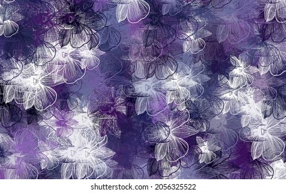 Light Purple, Pink vector natural backdrop with flowers. Colorful illustration in doodle style with flowers. Colorful pattern for kid's books.