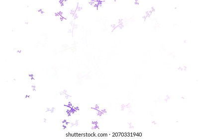 Hellviolett, rosafarbene, Vektorhintergrund mit Ästen. Eine elegante, helle Illustration mit Blättern und Ästen. Doodle Design für Ihre Website.