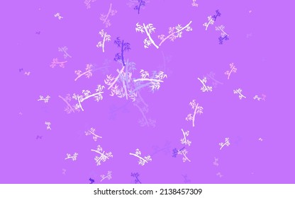 Light Purple, Pink vector natural backdrop with branches. An elegant bright illustration with leaves and branches. Doodle design for your web site.