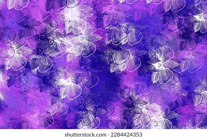 Hellviolett, rosafarbene, Vektorgrafik mit Blumen. Neue farbige Illustration mit Blumen. Neue Vorlage für Ihr Design.