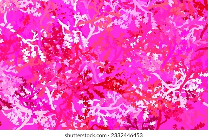 Light Purple, Pink vector natural pattern with leaves, branches. Colorful illustration in doodle style with leaves, branches. Colorful pattern for kid's books.