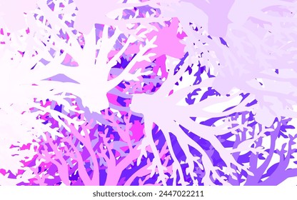 Púrpura claro, fondo natural de Vector rosa con hojas, ramas. Hojas, ramas en estilo natural sobre fondo blanco. Nuevo diseño para su negocio.
