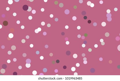 Light Purple, Pink vector pattern with colored spheres. Geometric sample of repeating circles on white background in halftone style.