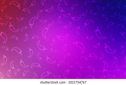Light Purple, Pink vector pattern with fresh pepers. Glitter abstract sketch with hot pepers. Pattern for menu of cafes, bars, restaurants.