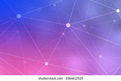 Light Purple, Pink vector pattern with spheres, triangles. Colorful illustration with circles and lines in futuristic style. New design for ad, poster, banner of your website.
