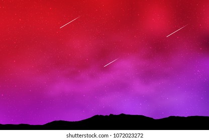 Light Purple, Pink vector pattern with night sky stars. Shining illustration with sky stars on abstract template. Smart design for your business advert.
