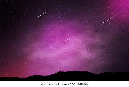 Light Purple, Pink vector pattern with night sky stars. Blurred decorative design in simple style with galaxy stars. Pattern for futuristic ad, booklets.