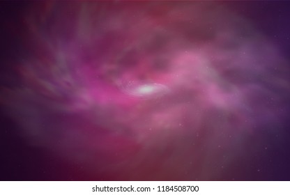 Light Purple, Pink vector pattern with night sky stars. Shining colored illustration with bright astronomical stars. Best design for your ad, poster, banner.