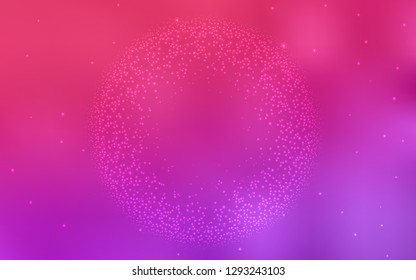 Light Purple, Pink vector pattern with night sky stars. Glitter abstract illustration with colorful cosmic stars. Best design for your ad, poster, banner.