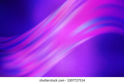 Light Purple, Pink vector pattern with night sky stars. Shining colored illustration with bright astronomical stars. Pattern for astronomy websites.