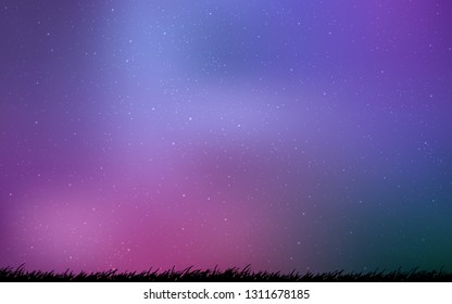 Light Purple, Pink vector pattern with night sky stars. Blurred decorative design in simple style with galaxy stars. Best design for your ad, poster, banner.