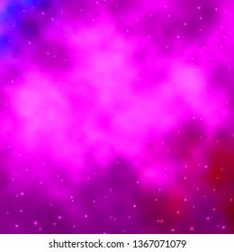 Light Purple, Pink vector pattern with abstract stars. Blur decorative design in simple style with stars. Pattern for new year ad, booklets.