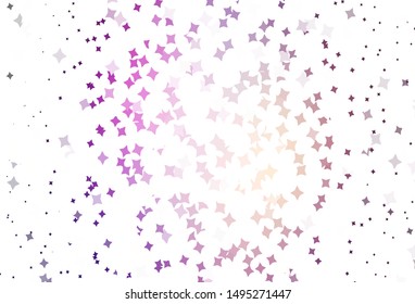 Light Purple, Pink vector pattern with christmas stars. Glitter abstract illustration with colored stars. Best design for your ad, poster, banner.