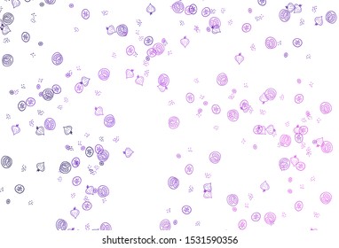 Light Purple, Pink vector pattern with fresh ingredients. Beautiful colorful illustration with food in doodle style. Pattern for ad, booklets, leaflets of restaurants.