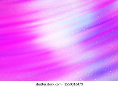 Light Purple, Pink vector pattern with night sky stars. Shining colored illustration with bright astronomical stars. Pattern for futuristic ad, booklets.