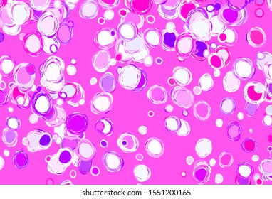 Light Purple, Pink vector pattern with spheres. Modern abstract illustration with colorful water drops. Design for your business advert.
