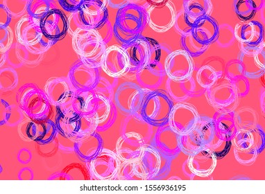Light Purple, Pink vector pattern with spheres. Beautiful colored illustration with blurred circles in nature style. Design for your business advert.