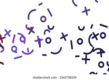 Light Purple, Pink vector pattern with Digit symbols. Modern geometrical illustration with numerals. Template for landing page of typography.