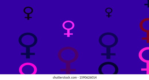 Light Purple, Pink vector pattern with feminism elements. Colorful illustration with gradient feminism shapes. Best design for your business.