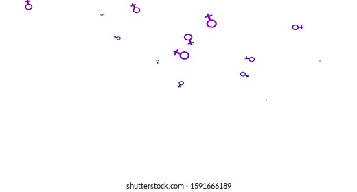 Light Purple, Pink vector pattern with feminism elements. Colorful feminism symbols with a gradient in modern style. Best design for your business.