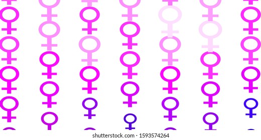 Light Purple, Pink vector pattern with feminism elements. Abstract illustration with a depiction of women's power. Sample for your web designers.