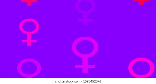 Light Purple, Pink vector pattern with feminism elements. Abstract illustration with a depiction of women's power. Elegant background for websites.