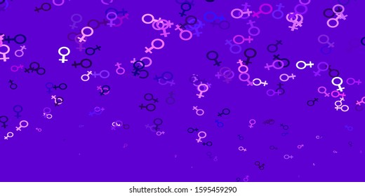 Light Purple, Pink vector pattern with feminism elements. Colorful feminism symbols with a gradient in modern style. Design for landing pages.