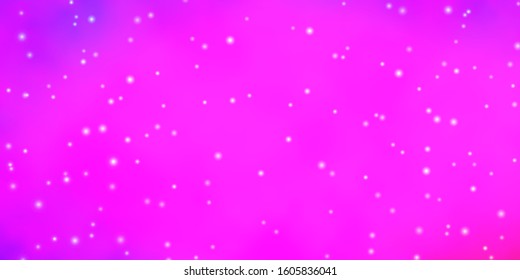 Light Purple, Pink vector pattern with abstract stars. Shining colorful illustration with small and big stars. Pattern for websites, landing pages.