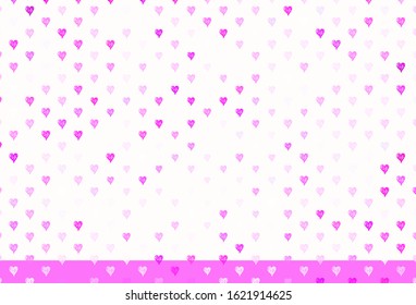 Light Purple, Pink vector pattern with colorful hearts. Smart illustration with gradient hearts in valentine style. Design for a business advert of anniversary.