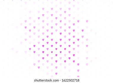 Light Purple, Pink vector pattern with colorful hearts. Smart illustration with gradient hearts in valentine style. Design for a business advert of anniversary.