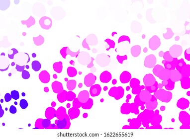 Light Purple, Pink vector pattern with spheres. Blurred decorative design in abstract style with bubbles. Pattern for futuristic ad, booklets.