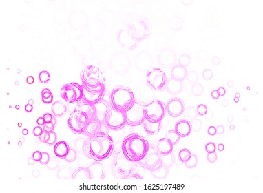 Light Purple, Pink vector pattern with spheres. Blurred decorative design in abstract style with bubbles. Pattern for futuristic ad, booklets.