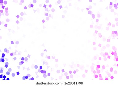 Light Purple, Pink vector pattern with polygonal style with circles. Decorative design in abstract style with lines, dots, cubes. Pattern for booklets, leaflets