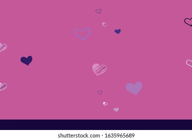 Light Purple, Pink vector pattern with colorful hearts. Beautiful abstract hearts on colorful gradient background. Pattern for marriage gifts, congratulations.