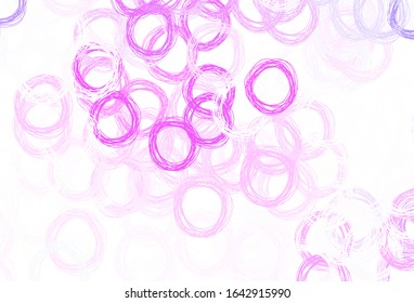 Light Purple, Pink vector pattern with spheres. Blurred bubbles on abstract background with colorful gradient. Design for your business advert.
