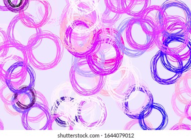 Light Purple, Pink vector pattern with spheres. Blurred bubbles on abstract background with colorful gradient. New template for your brand book.