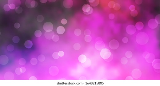 Light Purple, Pink vector pattern with spheres. Illustration with set of shining colorful abstract spheres. Pattern for business ads.