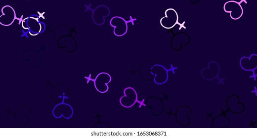 Light Purple, Pink vector pattern with feminism elements. Abstract illustration with a depiction of women's power. Background for International Women’s Day.
