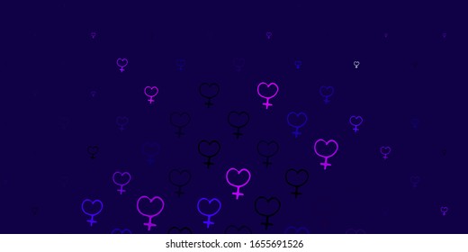 Light Purple, Pink vector pattern with feminism elements. Simple design in abstract style with women’s rights activism. Elegant design for wallpapers.