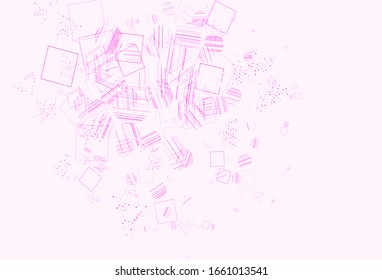 Light Purple, Pink vector pattern with polygonal style with circles. Circles, lines, rhombus with colorful gradient. Pattern for commercials.