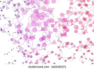 Light Purple, Pink vector pattern with polygonal style with circles. Modern abstract illustration with colorful dots, lines. Pattern for commercials.
