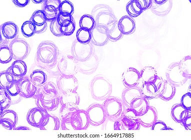 Light Purple, Pink vector pattern with spheres. Glitter abstract illustration with blurred drops of rain. Pattern for ads, leaflets.