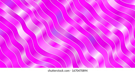 Light Purple, Pink vector pattern with lines. Bright sample with colorful bent lines, shapes. Pattern for booklets, leaflets.